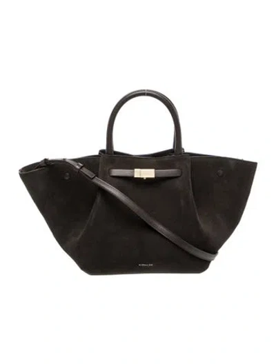 Pre-owned Demellier Suede Top Handle Bag In Black