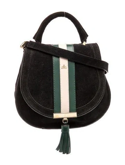Pre-owned Demellier Suede Top Handle Bag In Black