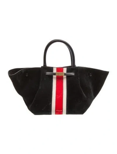 Pre-owned Demellier Suede Top Handle Bag In Black