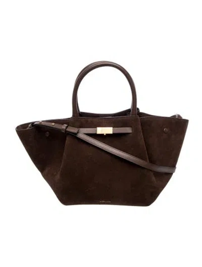 Pre-owned Demellier Suede Top Handle Bag In Brown