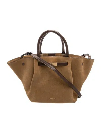 Pre-owned Demellier Suede Top Handle Bag In Brown
