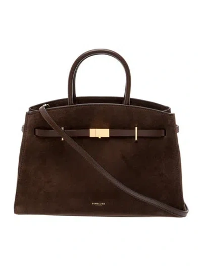 Pre-owned Demellier Suede Top Handle Bag In Brown