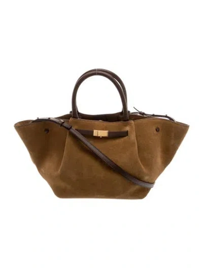 Pre-owned Demellier Suede Top Handle Bag In Brown