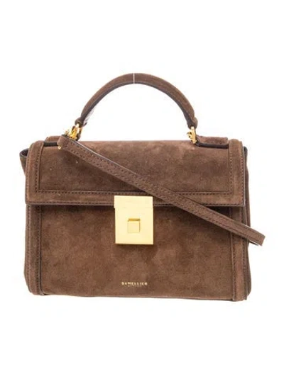 Pre-owned Demellier Suede Top Handle Bag In Brown