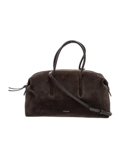 Pre-owned Demellier Suede Top Handle Bag In Brown