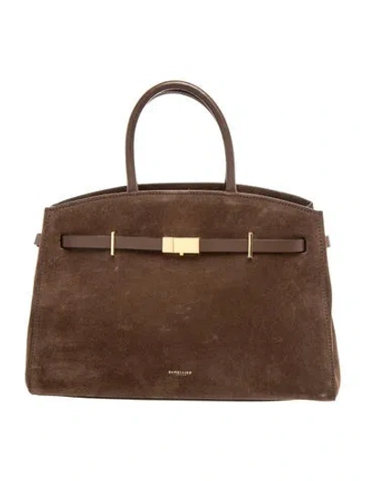 Pre-owned Demellier Suede Top Handle Bag In Brown