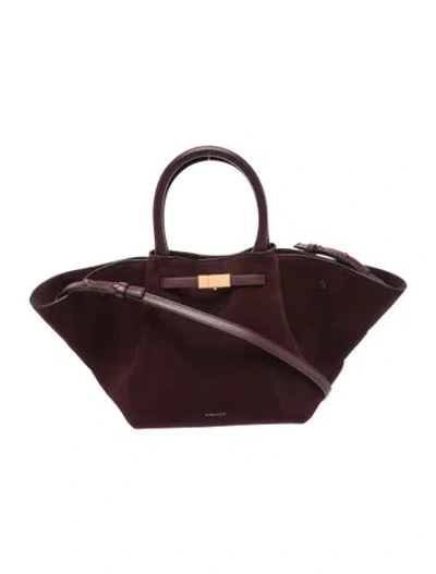 Pre-owned Demellier Suede Top Handle Bag In Burgundy