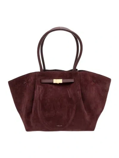 Pre-owned Demellier Suede Top Handle Bag In Burgundy