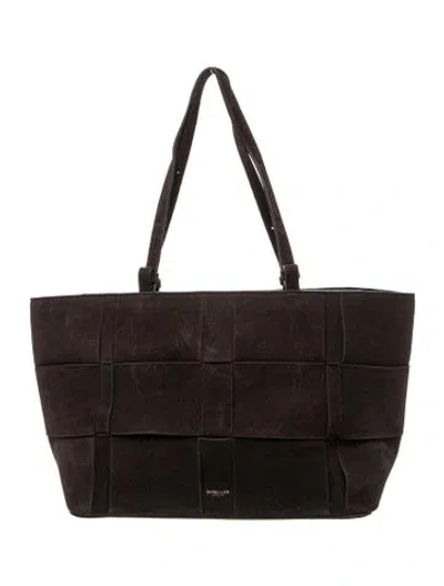 Pre-owned Demellier Suede Tote In Black