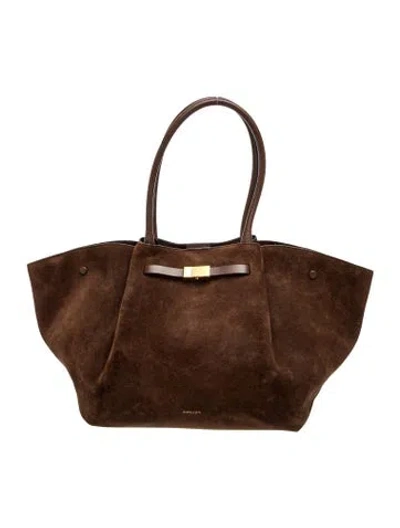 Pre-owned Demellier Suede Tote In Black