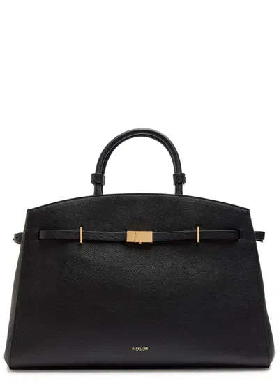 Demellier The Hudson Grained Leather Top Handle Bag In Black