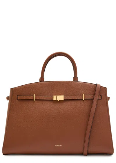 Demellier The Hudson Grained Leather Top Handle Bag In Brown
