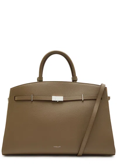Demellier The Hudson Grained Leather Top Handle Bag In Brown