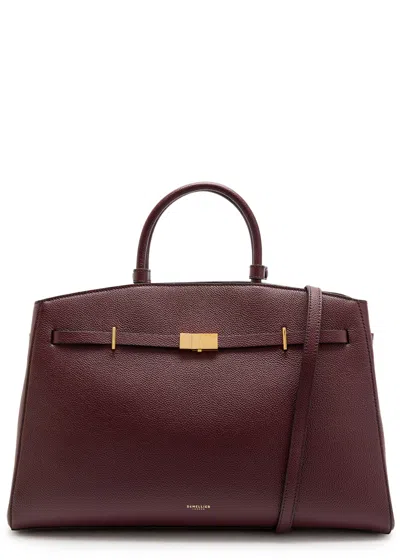 Demellier The Hudson Grained Leather Top Handle Bag In Burgundy