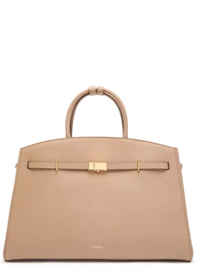 Demellier The Hudson Grained Leather Top Handle Bag In Sand