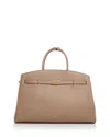 Demellier The Hudson Leather Tote In Neutral