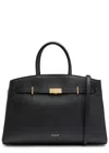 Demellier The Hudson Midi Grained Leather Top Handle Bag In Black