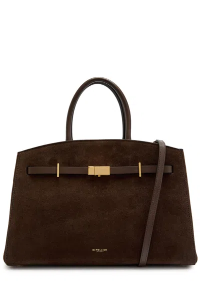 Demellier The Hudson Midi Suede Top Handle Bag In Brown