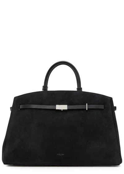 Demellier The Hudson Suede Top Handle Bag In Black
