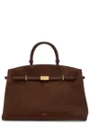 Demellier The Hudson Suede Top Handle Bag In Brown