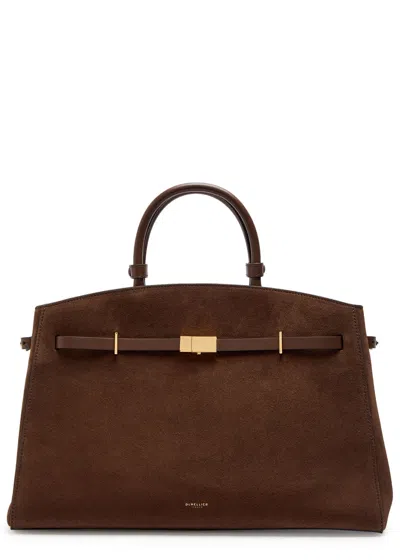 Demellier The Hudson Suede Top Handle Bag In Brown