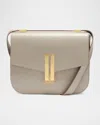 Demellier The Medium Vancouver Leather Crossbody Bag In Taupe Smooth