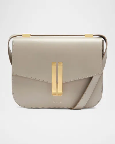 Demellier The Medium Vancouver Leather Crossbody Bag In Taupe Smooth