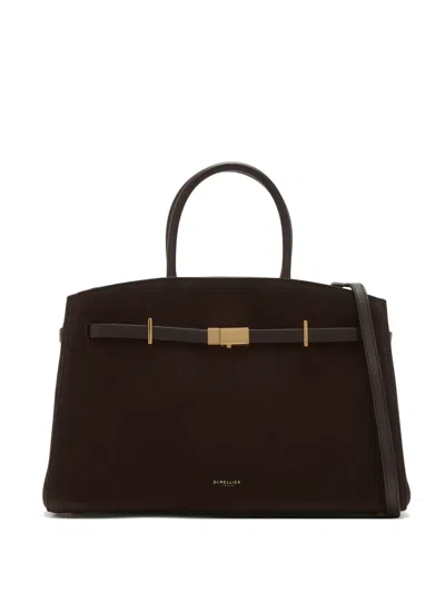 Demellier The Midi Hudson Buckle-strap Tote Bag In Brown