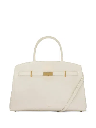 Demellier The Midi Hudson Leather Bag In Neutral