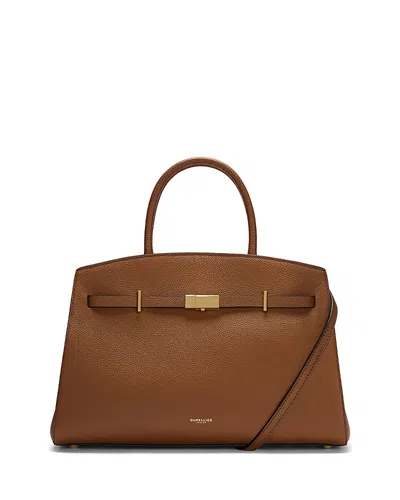 Demellier The Midi Hudson Leather Top Handle Bag In Brown