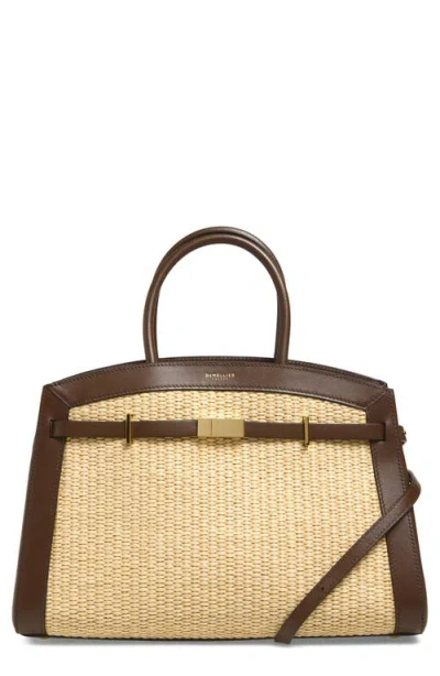 Demellier The Midi Hudson Raffia & Leather Satchel