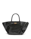 Demellier The Midi New York Embossed Leather Tote In Black