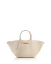 Demellier The Midi New York Embossed Leather Tote In Ecru
