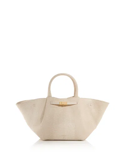 Demellier The Midi New York Embossed Leather Tote In Neutral