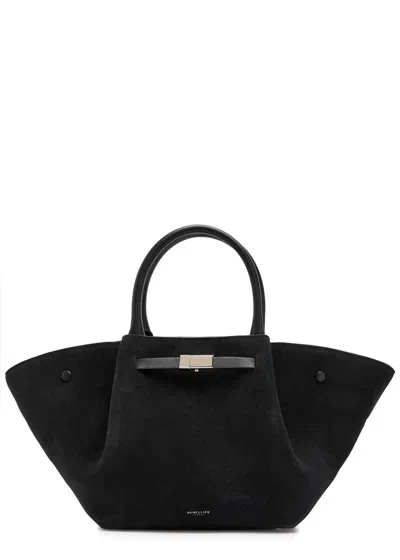 Demellier The Midi New York Grained Leather Tote Bag In Black