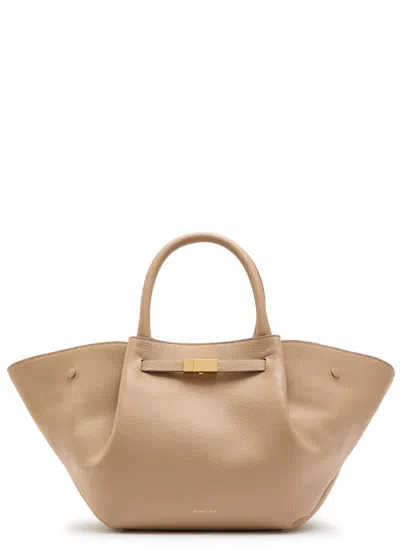 Demellier The Midi New York Grained Leather Tote Bag In Brown