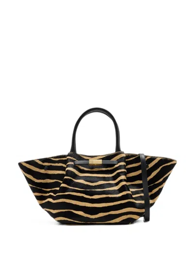 Demellier The Midi New York Zebra-print Calf Hair Tote Bag In Black