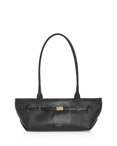 Demellier The New York Embossed Leather Shoulder Bag In Black