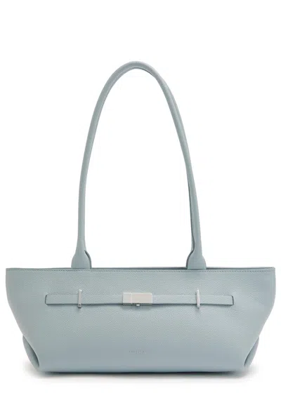 Demellier The New York Grained Leather Shoulder Bag In Blue