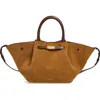 Demellier The New York Leather East/west Tote In Brown Tones