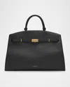 Demellier The New York Leather Top-handle Bag In Black Small Grain