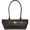 Demellier The New York Lizard Embossed Leather Shoulder Bag In Black Tones
