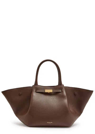 Demellier The New York Midi Grained Leather Tote In Brown