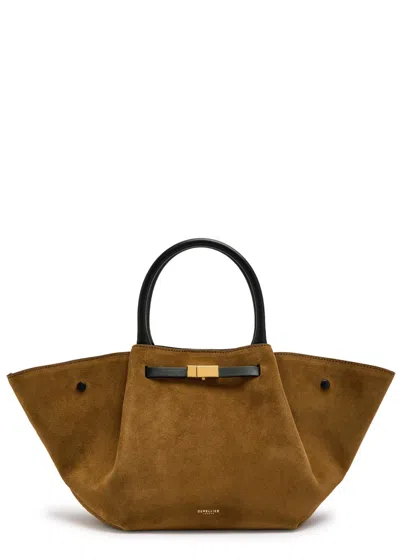 Demellier The New York Midi Suede Tote In Tan