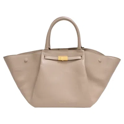 Pre-owned Demellier The New York Midi Tote Bag In Beige Calf Leather