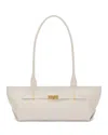 Demellier The New York Lizard Embossed Leather Shoulder Bag In Off White