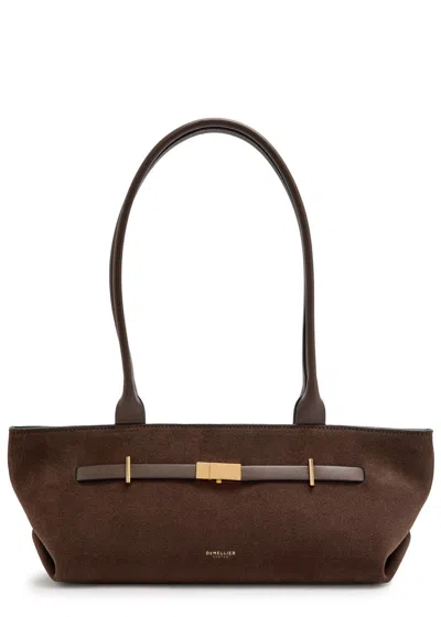 Demellier The New York Suede Shoulder Bag In Moca