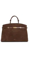 Demellier The New York Top Handle Bag Mocha Suede And Mocha Smooth