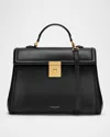 Demellier The Paris Midi Leather Top-handle Bag In Black Smooth