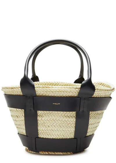 Demellier The Santorini Straw Basket Bag In Black